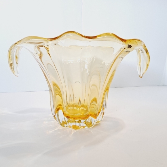 Murano  Amber Glass Flower Bud Vase MCM - Picture 3 of 6